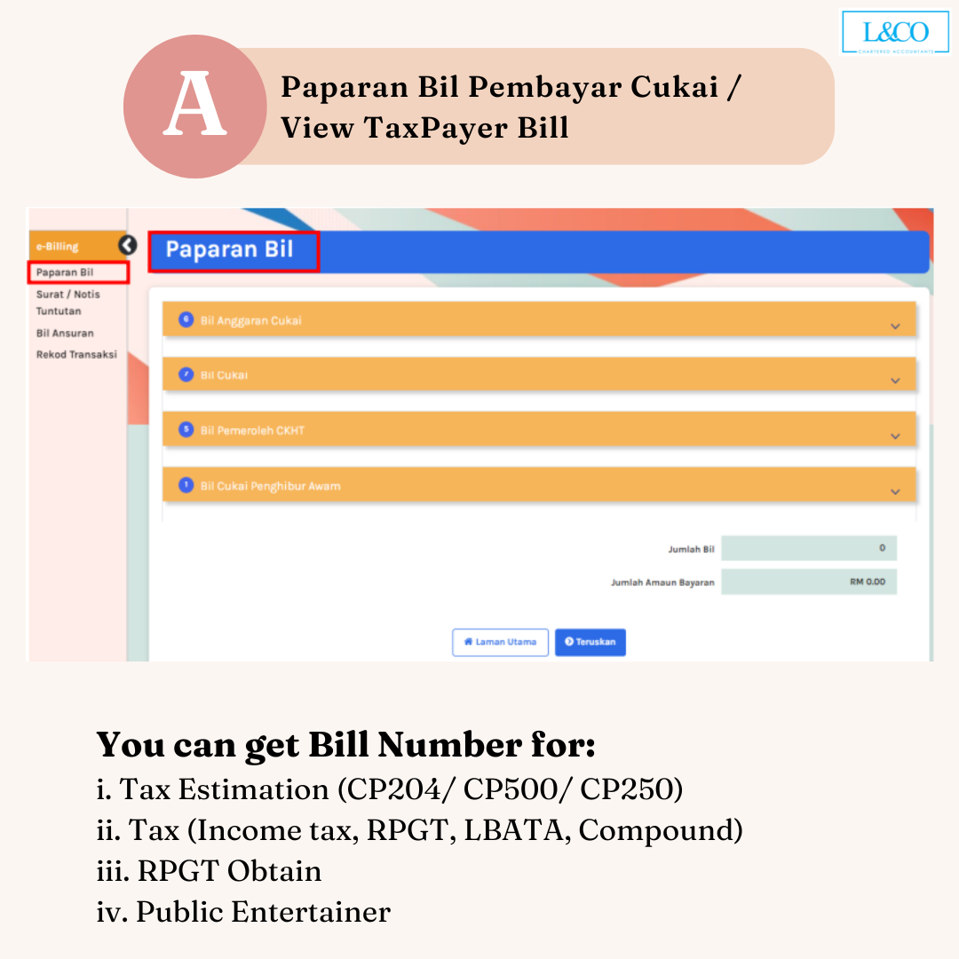 Bill Number is Required for ALL Tax Payment - L & Co