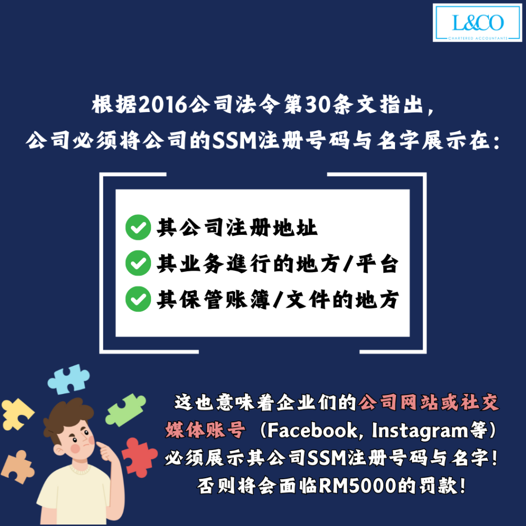 公司社交媒体/网站没放SSM注册号码罚款RM5000！
